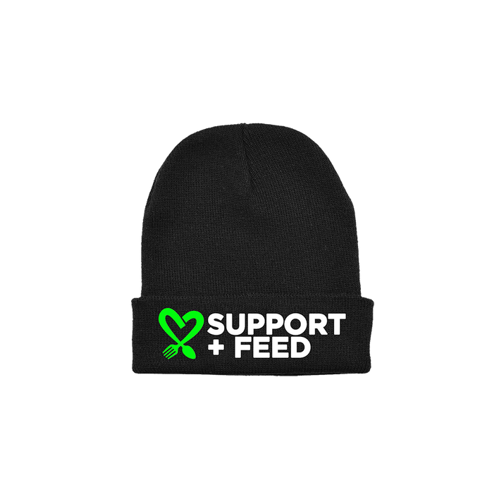 Black Support + Feed Beanie